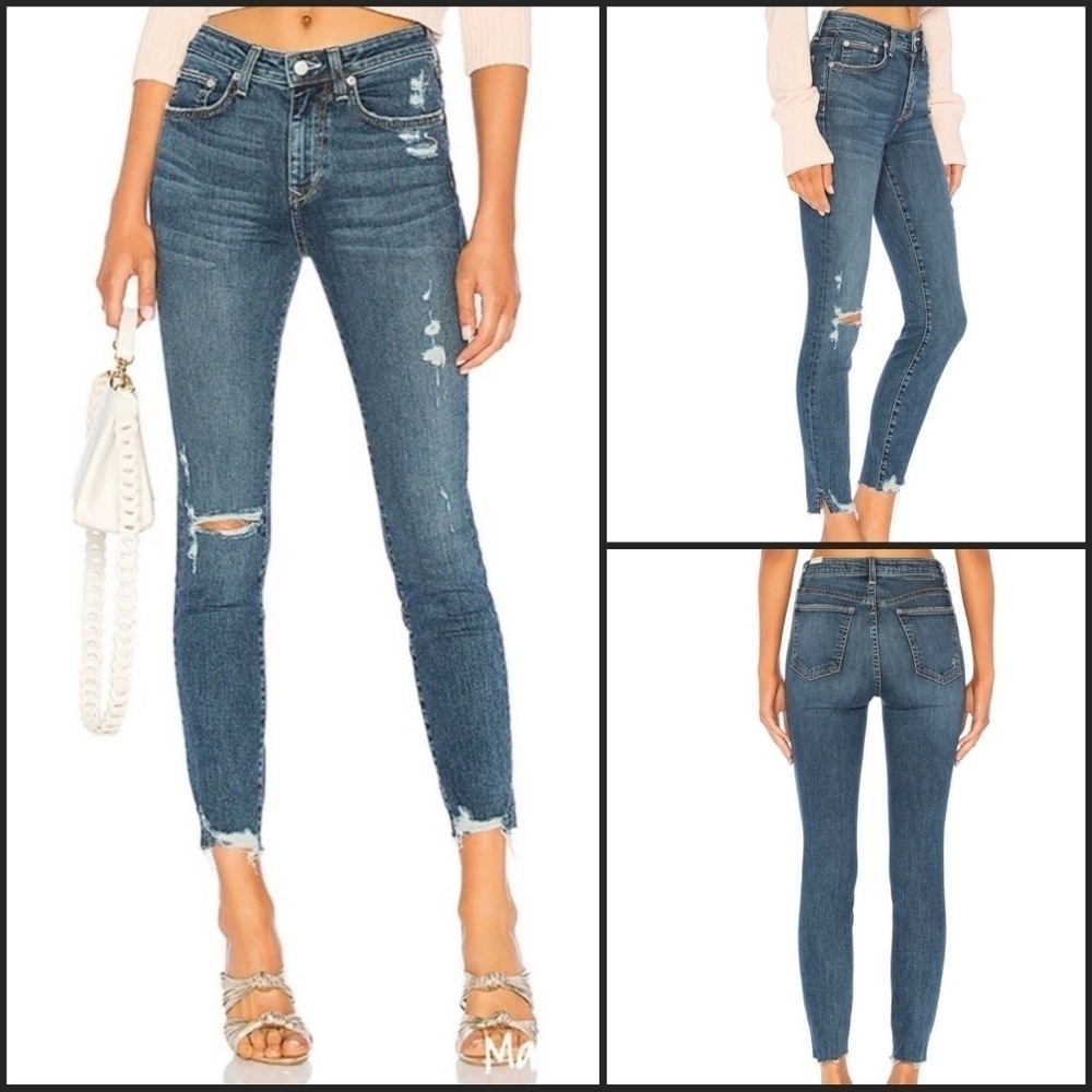 NWT Lovers + Friends High Rise Ripped Distressed "Mason" Jeans in Naples Wash